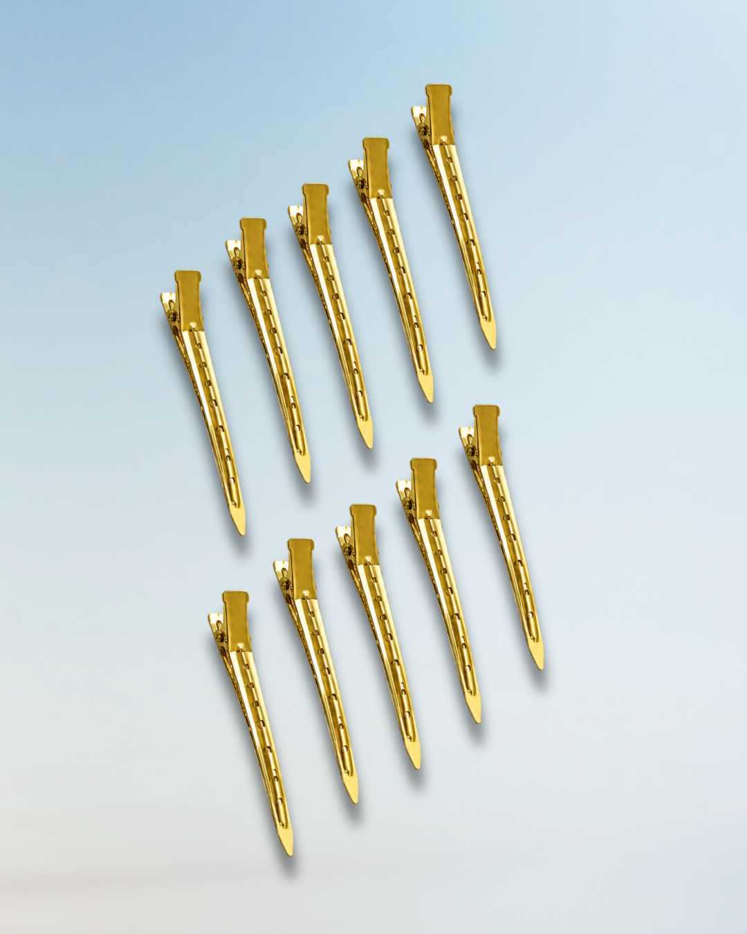 Pinza Metálica Dorada Profesional para Cabello - Set x10