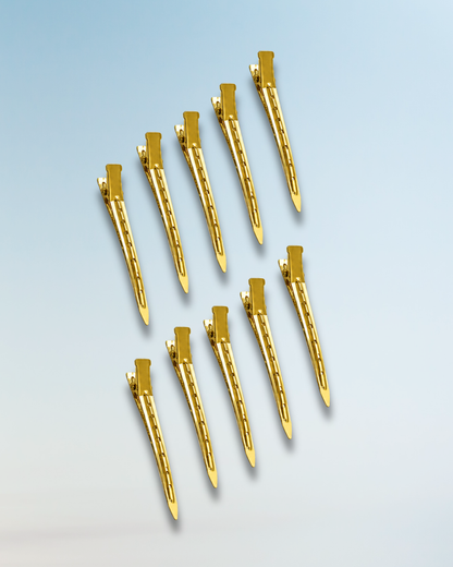Pinza Metálica Dorada Profesional para Cabello - Set x10